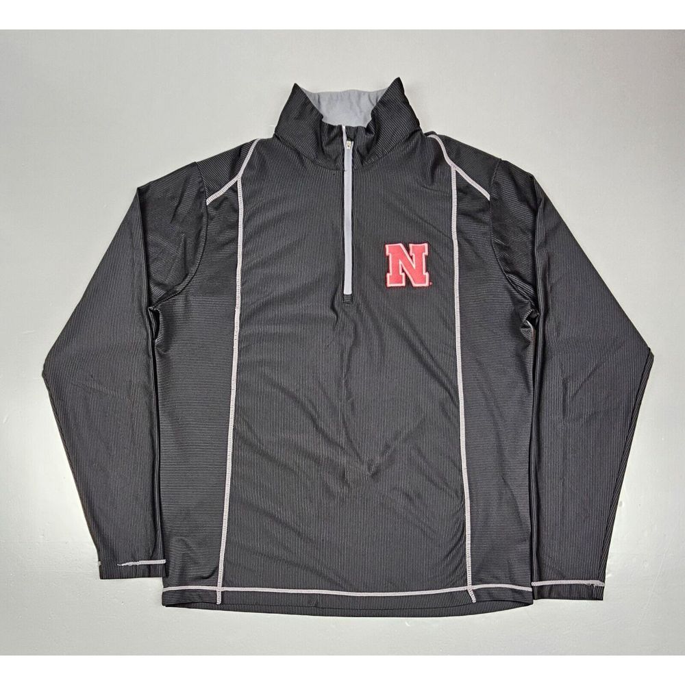 Antigua‎ Nebraska Cornhuskers Qt. Zip Pullover Mens Large. Performance Striped.